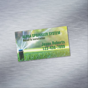 Lawn Care Landscaping Sprinkler Repair Irrigation Business Card Magnet
