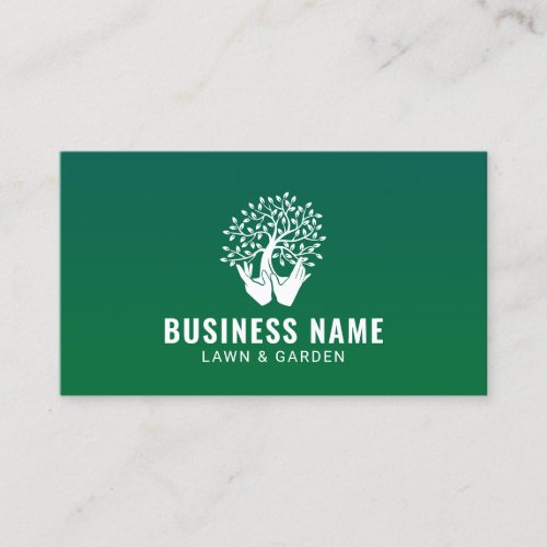 Lawn Care Landscaping Tree  Hands Logo Business Card