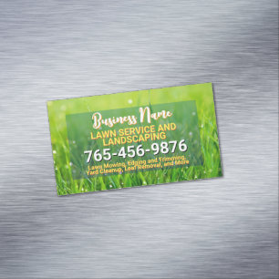 Lawn Care, Landscaping, Tree Service, Mowing Grass Business Card Magnet
