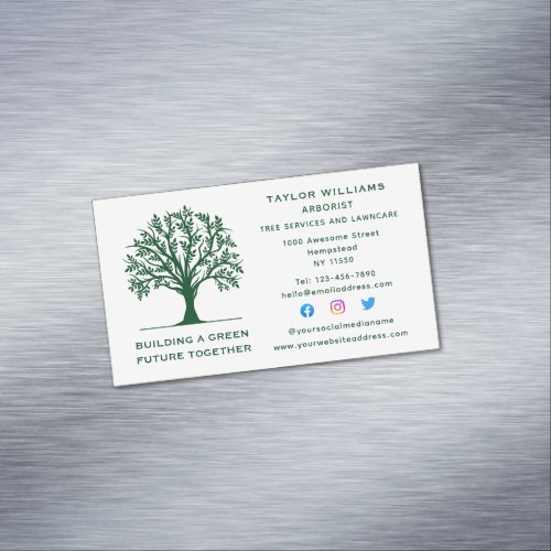 Lawn Care Landscaping Tree Service Social Media Business Card Magnet