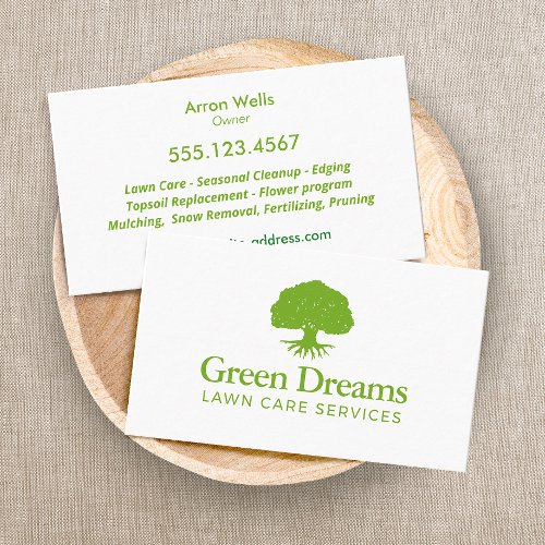 Lawn Care Landscaping Tree with Roots Business Card