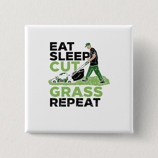 Lawn-Care Lawn-Mower Gardener Button (Front)