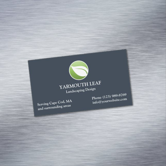 Lawn Care Leaf Logo Business Card Magnet (In Situ)
