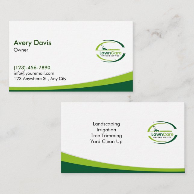 Lawn Care Logo Landscaping Service Landscaper Business Card (Front/Back)