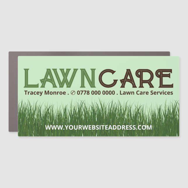 Lawn Care Logo, Lawn Care Services Car Magnet (Front)