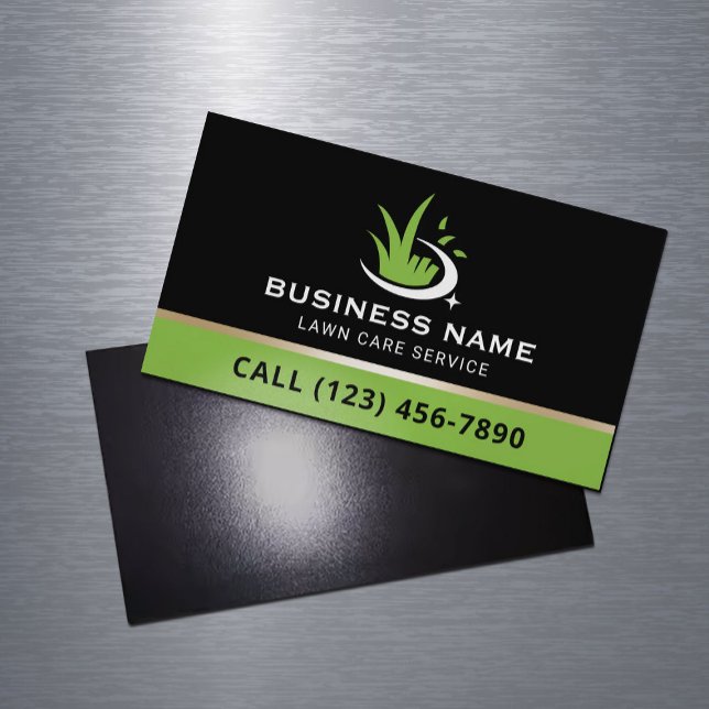 Lawn Care Logo Professional Landscaping Service Business Card Magnet (Creator Uploaded)