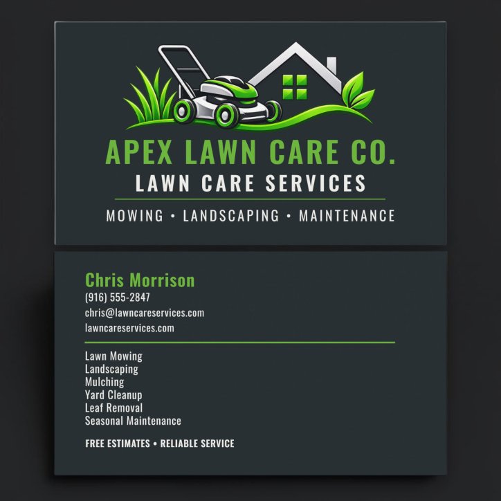 Lawn Care Maintenance Professional Services Business Card