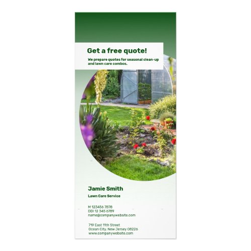 Lawn Care Maintenance Service Green Rack Card