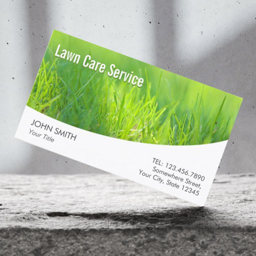Customizable Lawn Care Modern Spring Green Business Card