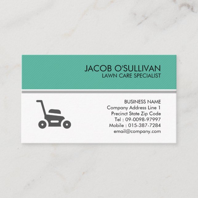 Lawn Care Mowing Gardener Business Card (Front)