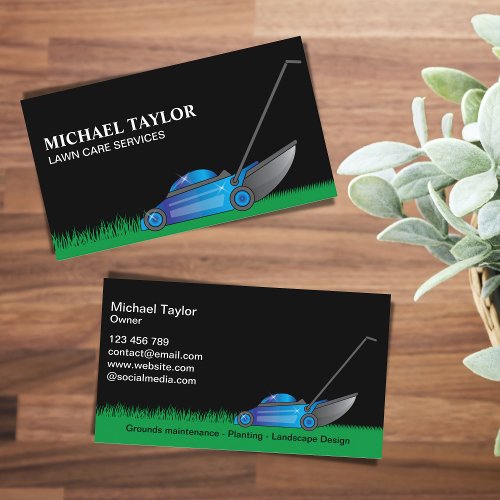 Lawn Care Mowing Gardening Business Card