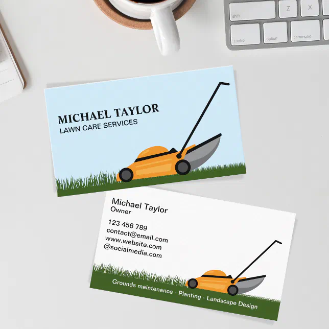 Lawn Care Mowing Gardening Business Card | Zazzle