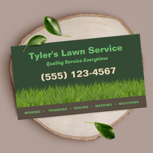 Lawn Care Mowing Landscaping Earthy Business Card