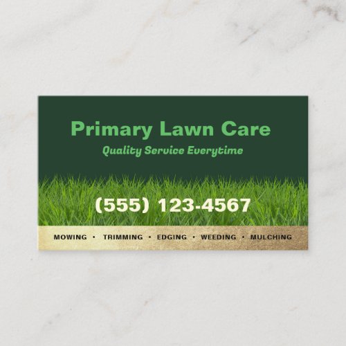 Lawn Care Mowing Landscaping Gold Accent Business Card