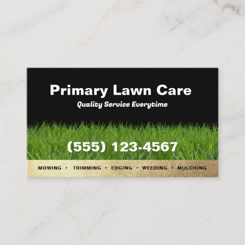 Lawn Care Mowing Landscaping Gold Accent Business Card