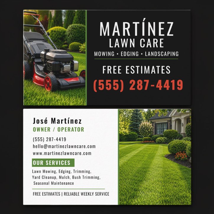 Lawn Care Mowing Landscaping Professional Business Card