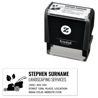 Lawn Care Or Landscaper With Mower and Leaf Icons Self-inking Stamp