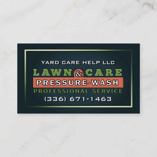 Lawn Care & Pressure Wash Custom Business Card (Front)