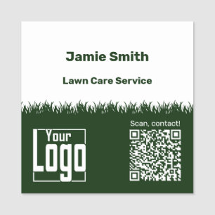 Lawn Care QR-Code Logo Company Green White Name Tag