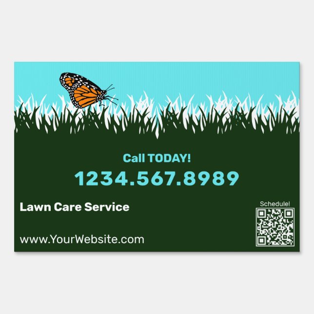 Lawn Care Service Call, Scan to Schedule Yard Sign (Front)