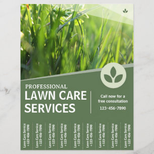 Lawn Care Service Flyer With Tear Off Strips