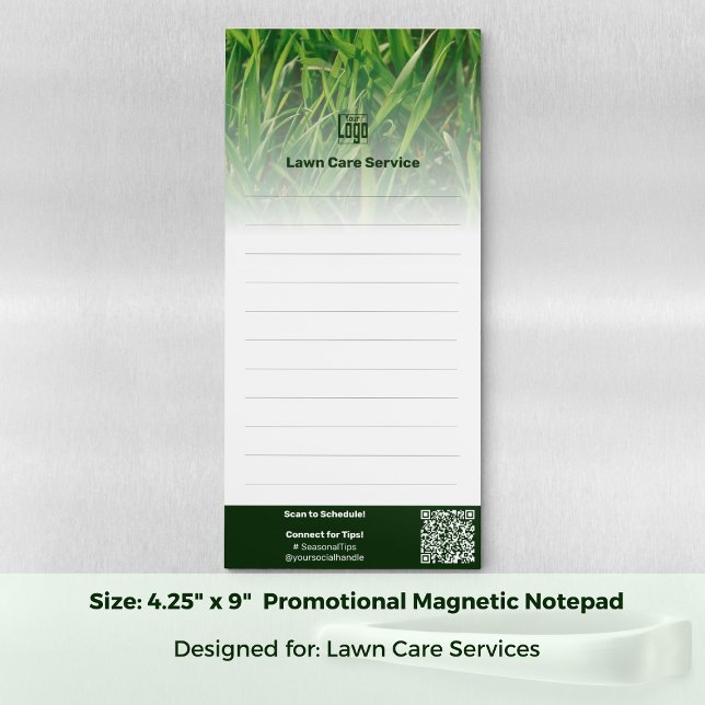 Lawn Care Service Logo Custom Image CTA QR-code Magnetic Notepad (Lawn Care Service Logo Custom Image CTA QR-code Magnetic Notepad; Size: 4.25 x 9 Inch)