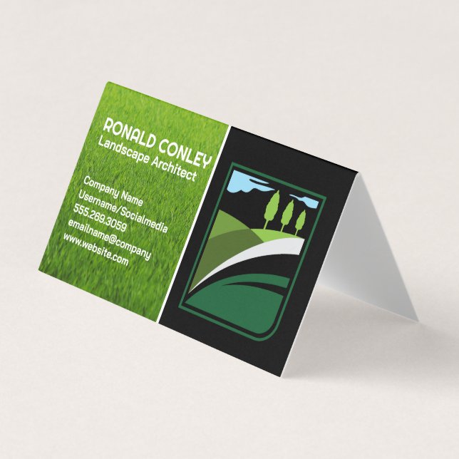 Lawn Care Service Logo | Landscaping Gardening  Business Card (Front)