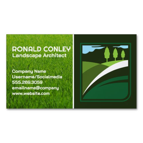 Lawn Care Service Logo  Landscaping Logo Business Card Magnet