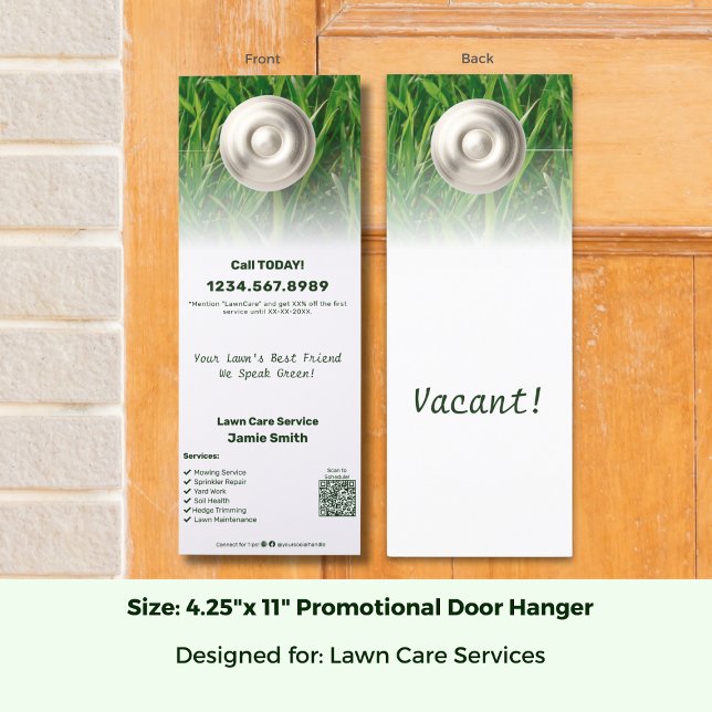 Lawn Care Service Promotional Custom  Door Hanger (Lawn Care Service Promotional Custom Door Hanger; Size: 4.25 x 11 Inch)
