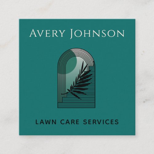 Lawn Care Service Tropical Exotic Leaf Plant Green Square Business Card
