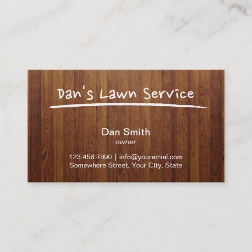 Lawn Care Service Wood Background Professional Business Card