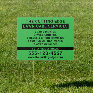 Lawn Care Services Bold Typography Green Sign