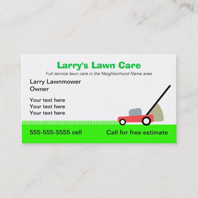 Lawn Care Services Business Card (Front)