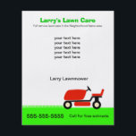 Lawn Care Services Flyer<br><div class="desc">Flyer to advertise your lawn care business. Design shows red rider lawnmower on green grass. Customize by adding the services you provide.</div>