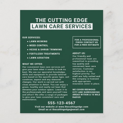 Lawn Care Services Green And White Flyer