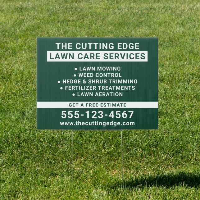 Lawn Care Services Green And White Sign (Insitu)