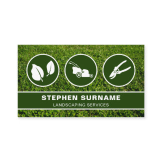 Lawn Care Silhouette Icons Green Landscaper Business Card