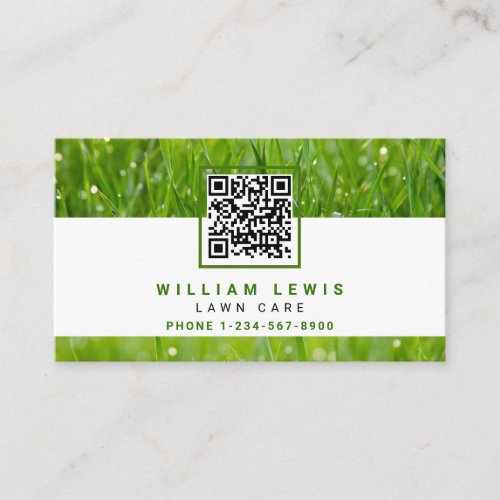 Lawn Care Simple Business QR Code Landscaping  Business Card