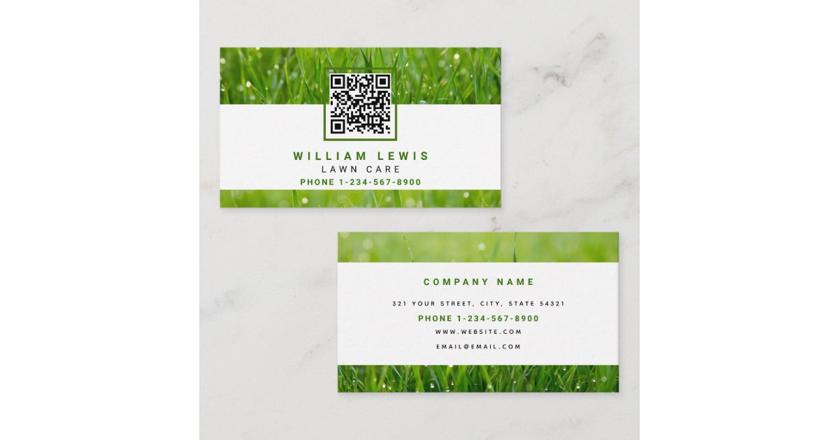 Lawn Care Simple Business QR Code Landscaping Card | Zazzle