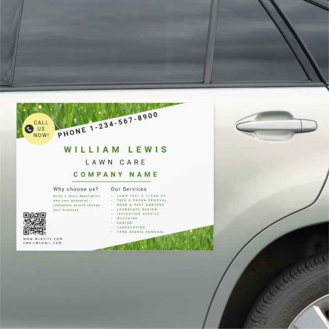 Lawn Care Simple Landscaping Lawn Mowing Business Car Magnet (In Situ)