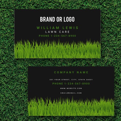 Lawn Care Simple Landscaping Mowing Business Logo Business Card