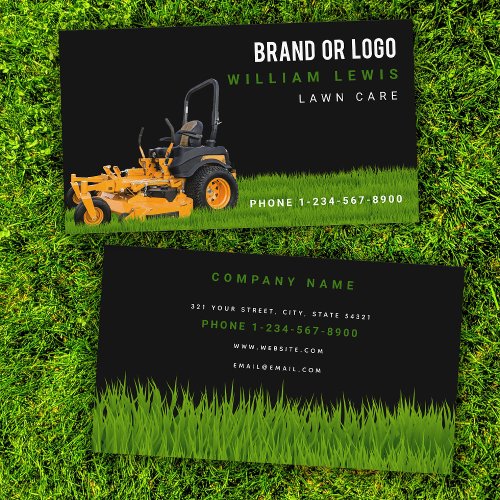 Lawn Care Simple Landscaping Mowing Business Logo Business Card