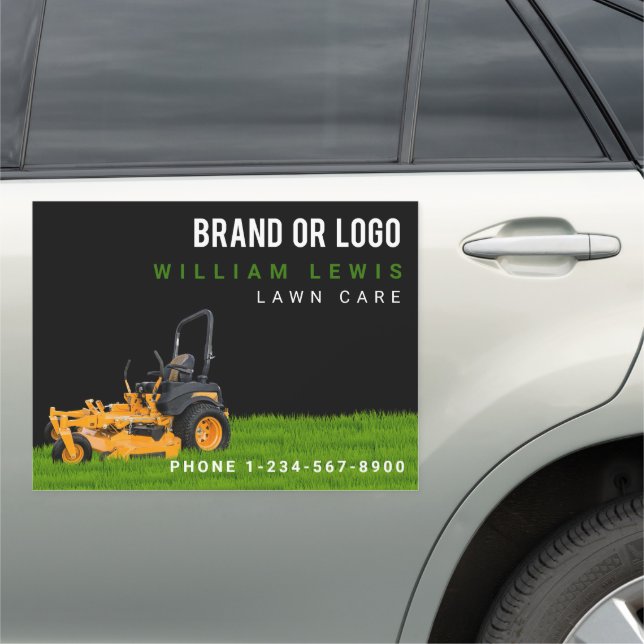Lawn Care Simple Landscaping Mowing Business Logo Car Magnet (In Situ)