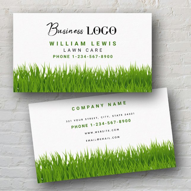 Lawn Care Simple Landscaping Mowing Business Logo Card (Lawn Care Simple Landscaping Mowing Business Logo Business Card)