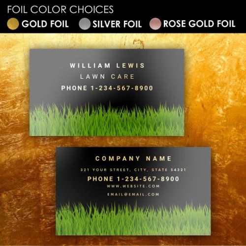 Lawn Care Simple Landscaping Mowing Gold Foil Business Cards