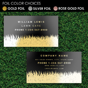 Lawn Care Simple Landscaping Mowing Gold Foil Business Cards