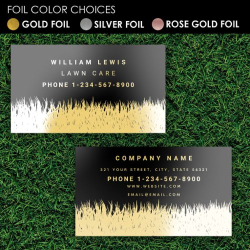 Lawn Care Simple Landscaping Mowing Gold Foil Business Cards