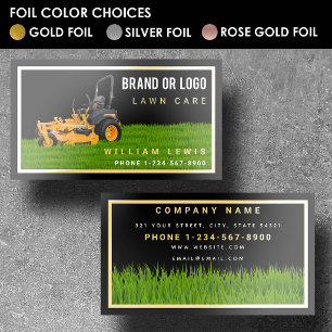 Lawn Care Simple Landscaping Mowing Logo Gold Foil Business Cards
