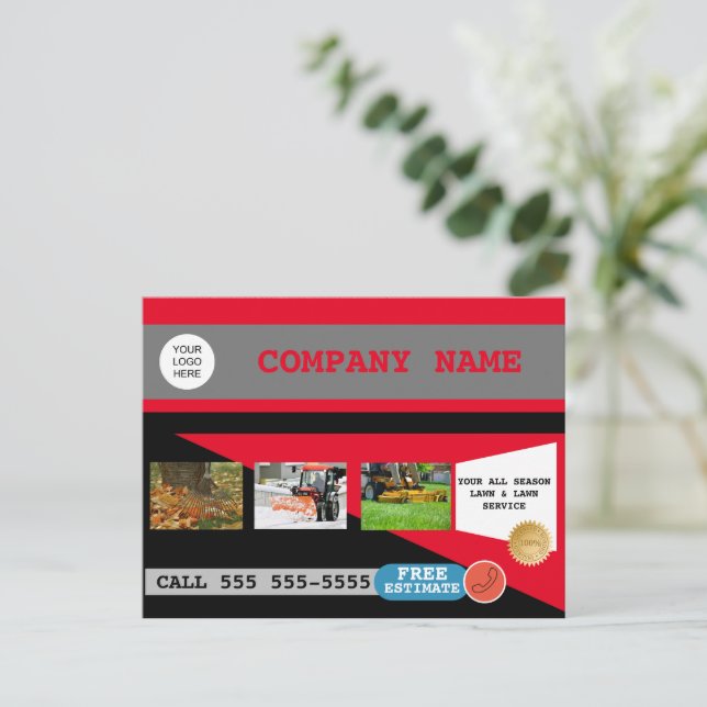 Lawn Care & Snow Removal Business Postcard (Standing Front)