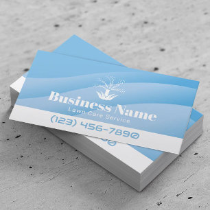 Lawn Care Sprinkler Logo Blue Landscaping Business Card
